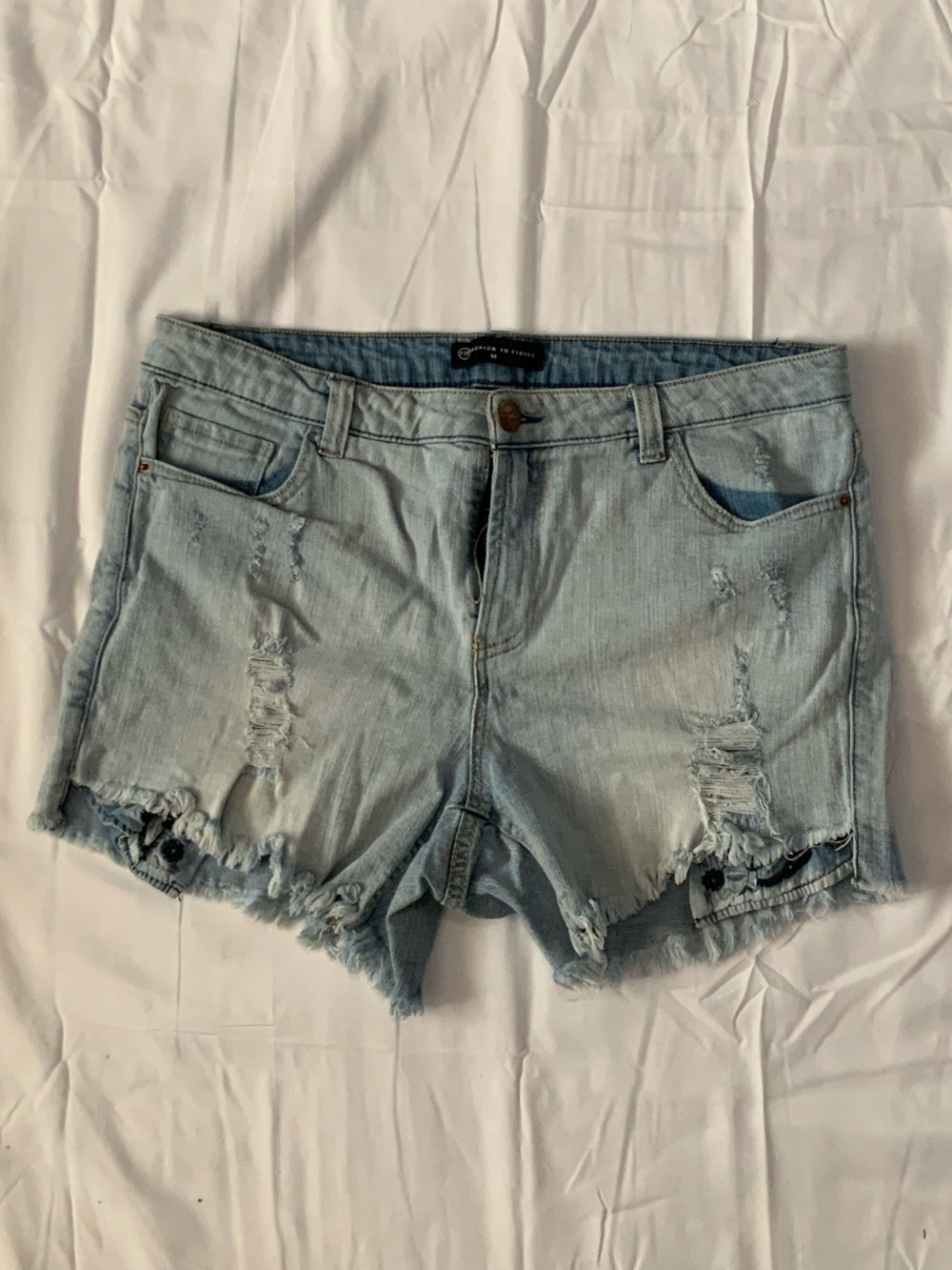 Fashion to Figure Light Blue Distressed Denim Shorts